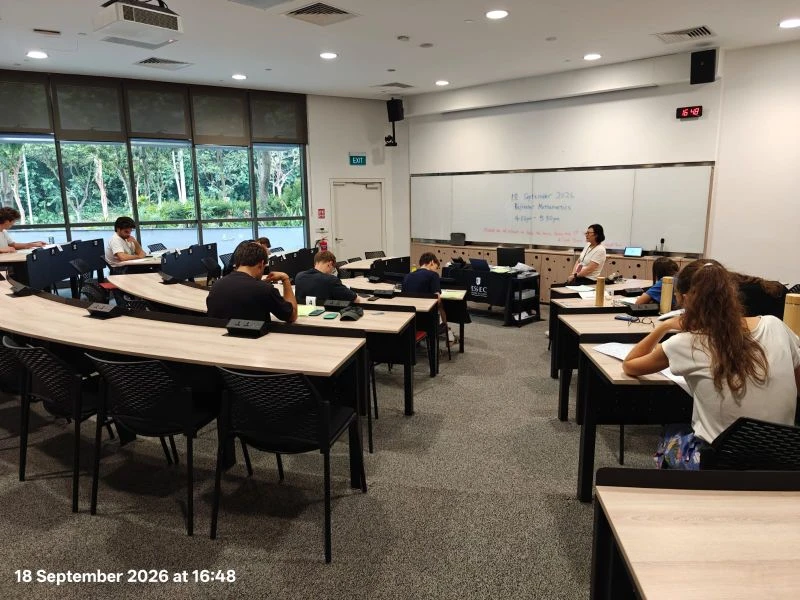 ESSEC MiM students sitting their Refresher Mathematics final exam at ESSEC Business School Asia-Pacific campus, Singapore, 18 September 2026