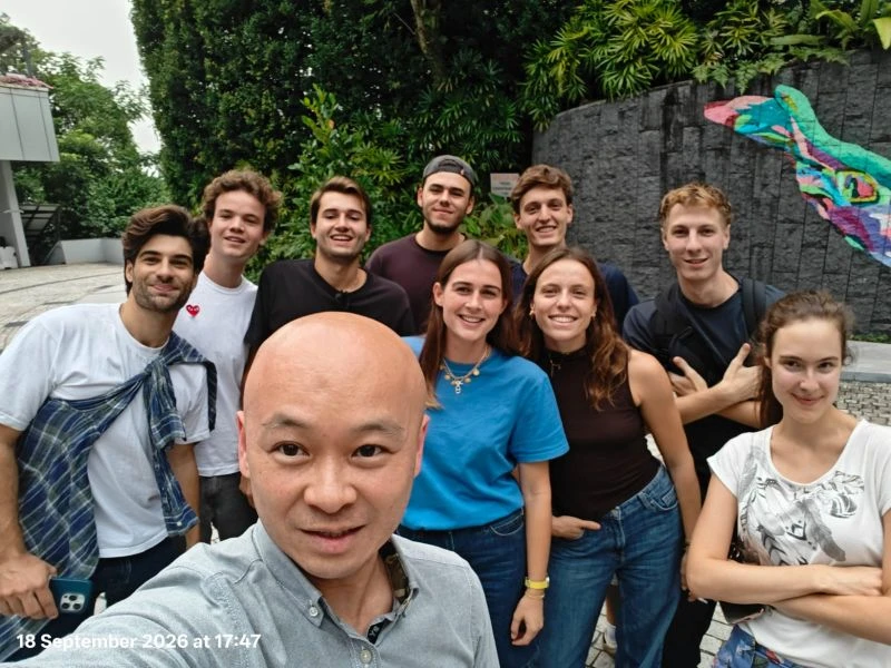 Raymond Cheung with the nine ESSEC MiM students after completing their Refresher Mathematics final examination, Singapore, September 2026